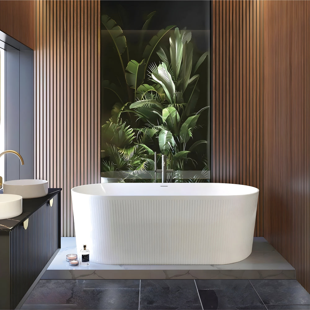ATTICA NOOSA FREESTANDING BATHTUB WITH INTEGRATED OVERFLOW GLOSS WHITE 1500MM