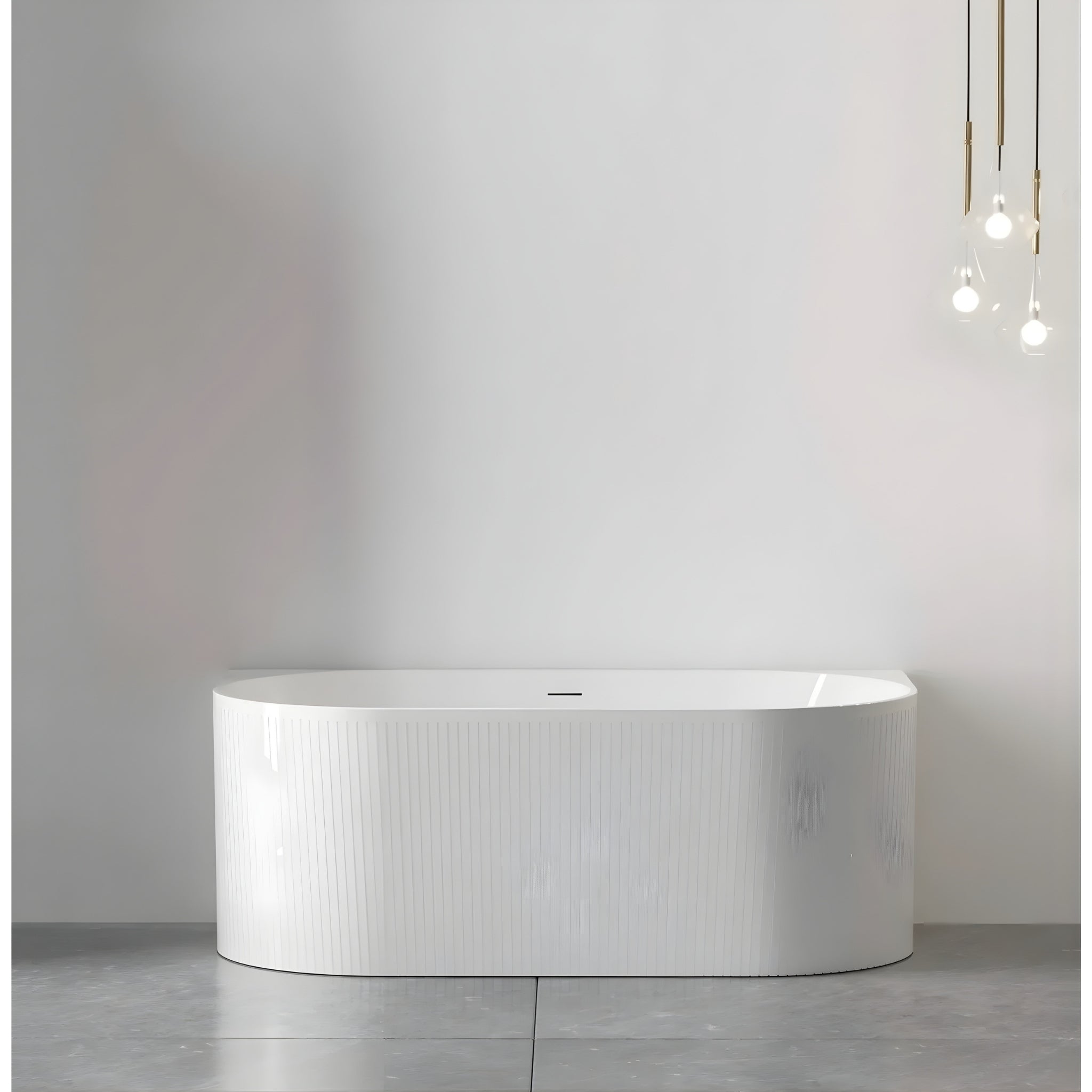 ATTICA NOOSA BACK TO WALL CORNER OVERFLOW BATHTUB GLOSS WHITE 1500MM