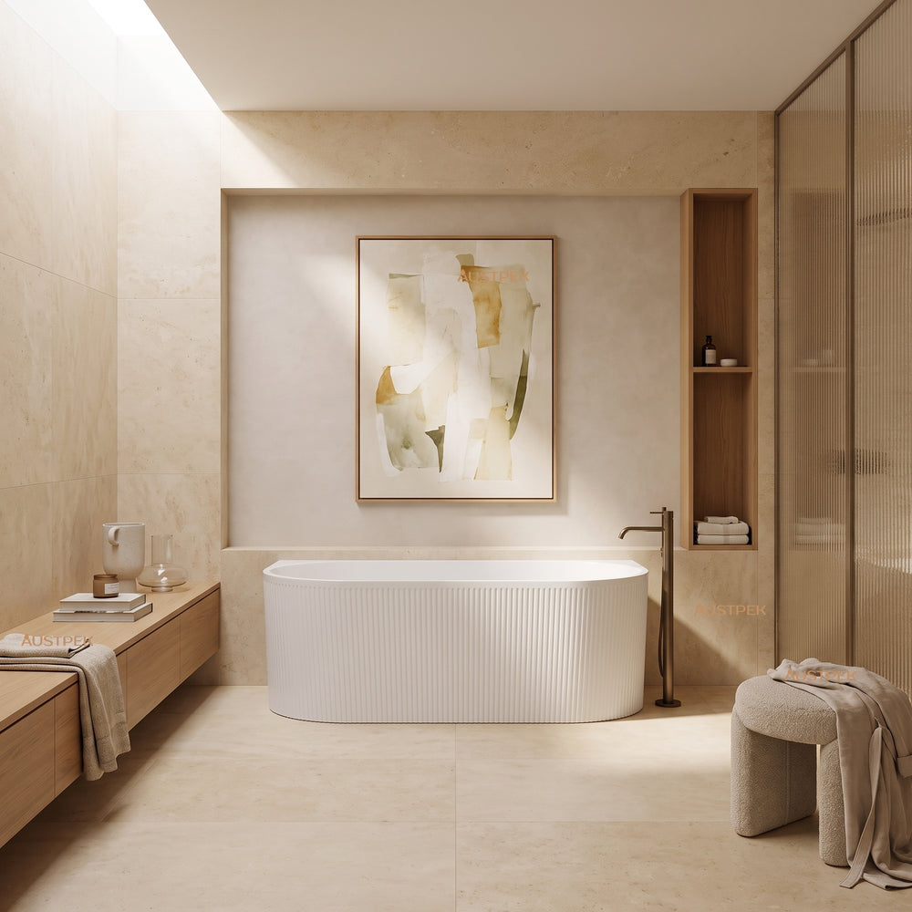ATTICA NOOSA BACK TO WALL CORNER BATHTUB GLOSS WHITE 1700MM