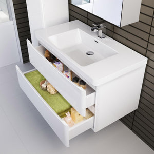 BELBAGNO ANCONA GLOSS WHITE 900MM SINGLE BOWL WALL HUNG VANITY AND BASIN