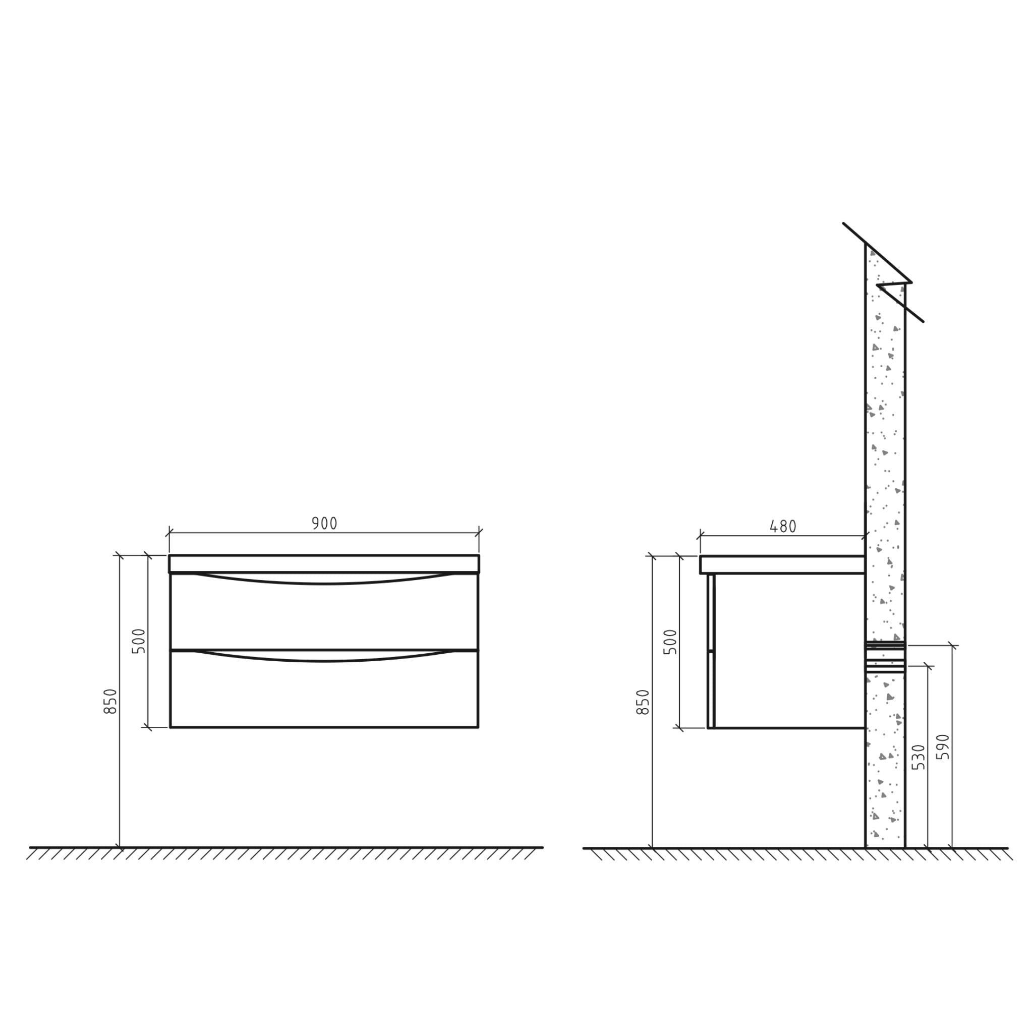 BELBAGNO ANCONA GLOSS WHITE 900MM SINGLE BOWL WALL HUNG VANITY AND BASIN