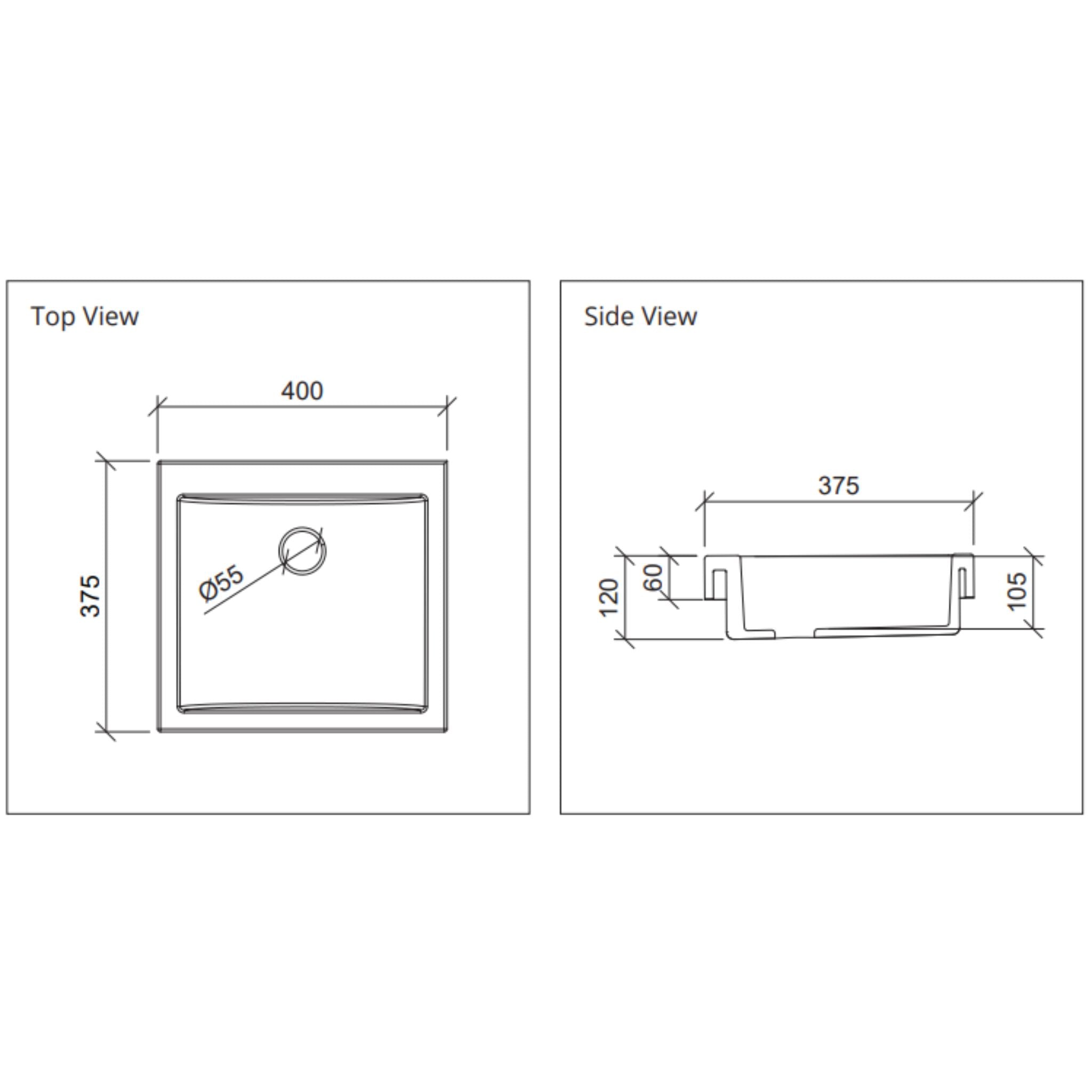 DUROCLASS ANONA ABOVE COUNTER BASIN GLOSS WHITE 400MM