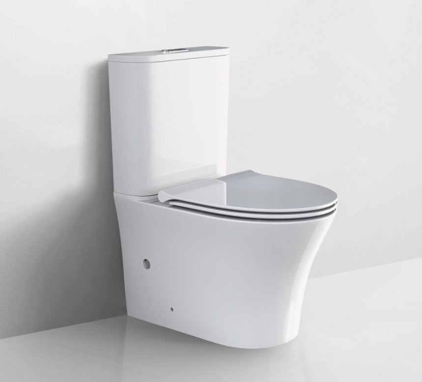 AQUAPERLA ARROW ARMINO DUAL FLUSH WASHDOWN TWO PIECE CERAMIC TOILET SUITE WITH SOFT CLOSED SEAT WHITE