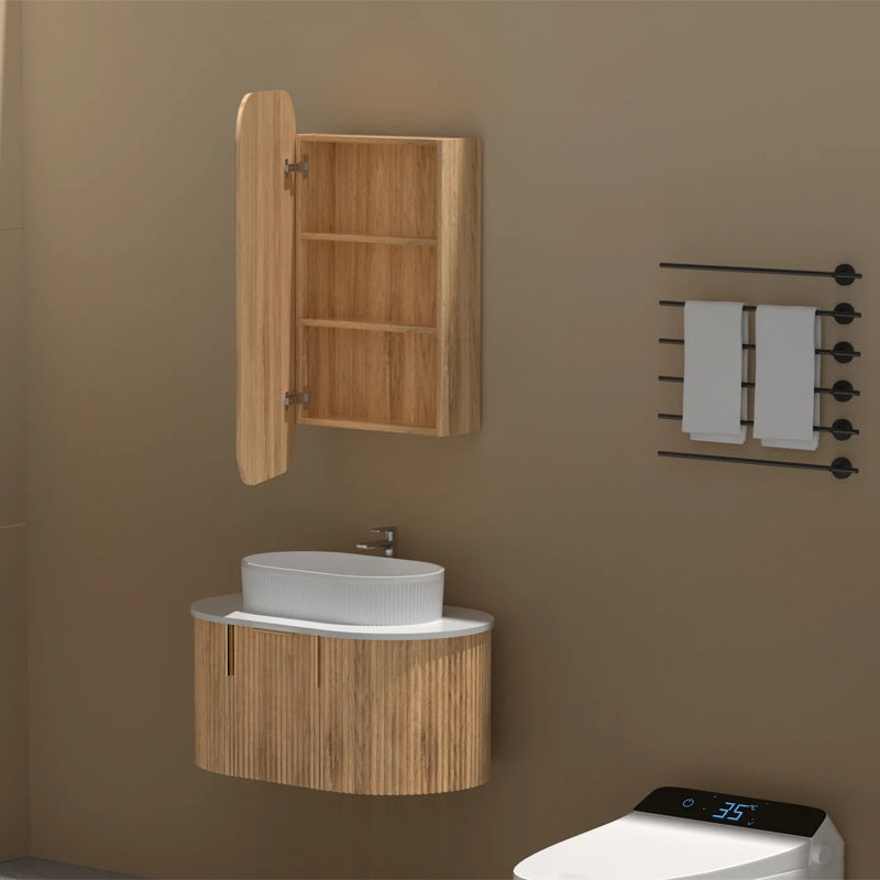 AQUAPERLA CARYSIL EARLS WALNUT SQUIRCLE SHAVING CABINET 450X900MM