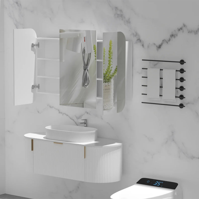 AQUAPERLA CARYSIL GRAND MATTE WHITE SHAVING CABINET 1200X800MM