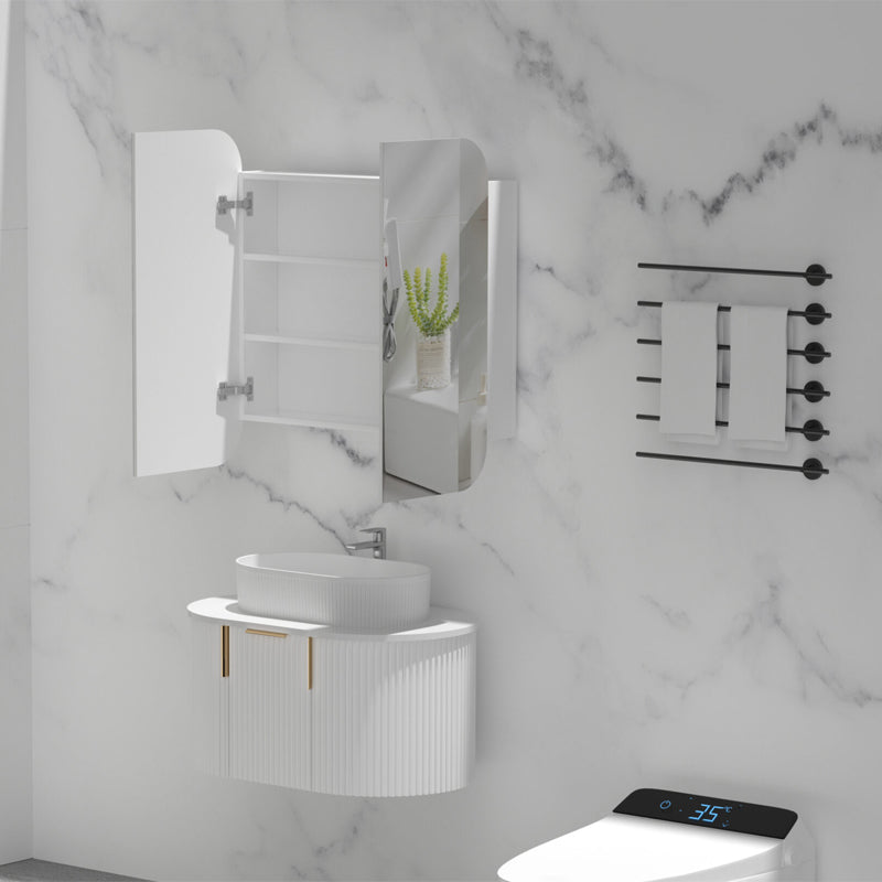 AQUAPERLA CARYSIL GRAND MATTE WHITE SHAVING CABINET 750X800MM