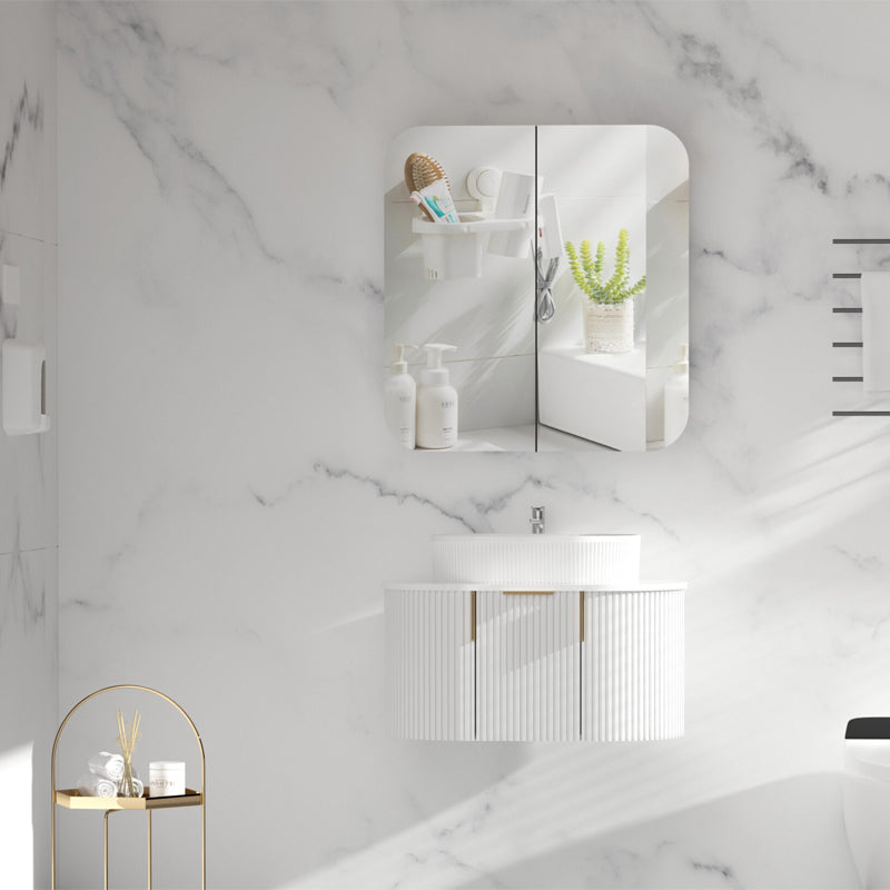AQUAPERLA CARYSIL GRAND MATTE WHITE SHAVING CABINET 750X800MM