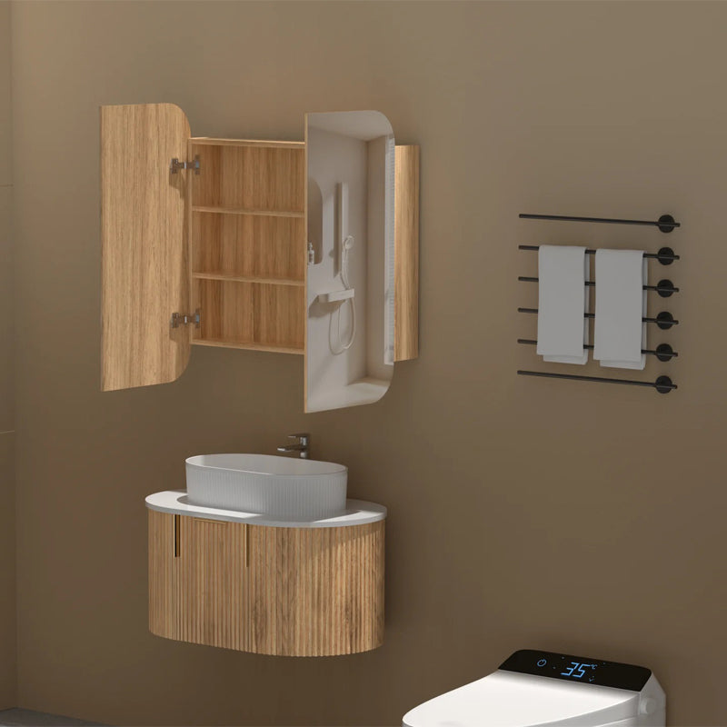 AQUAPERLA CARYSIL GRAND WALNUT SHAVING CABINET 750X800MM