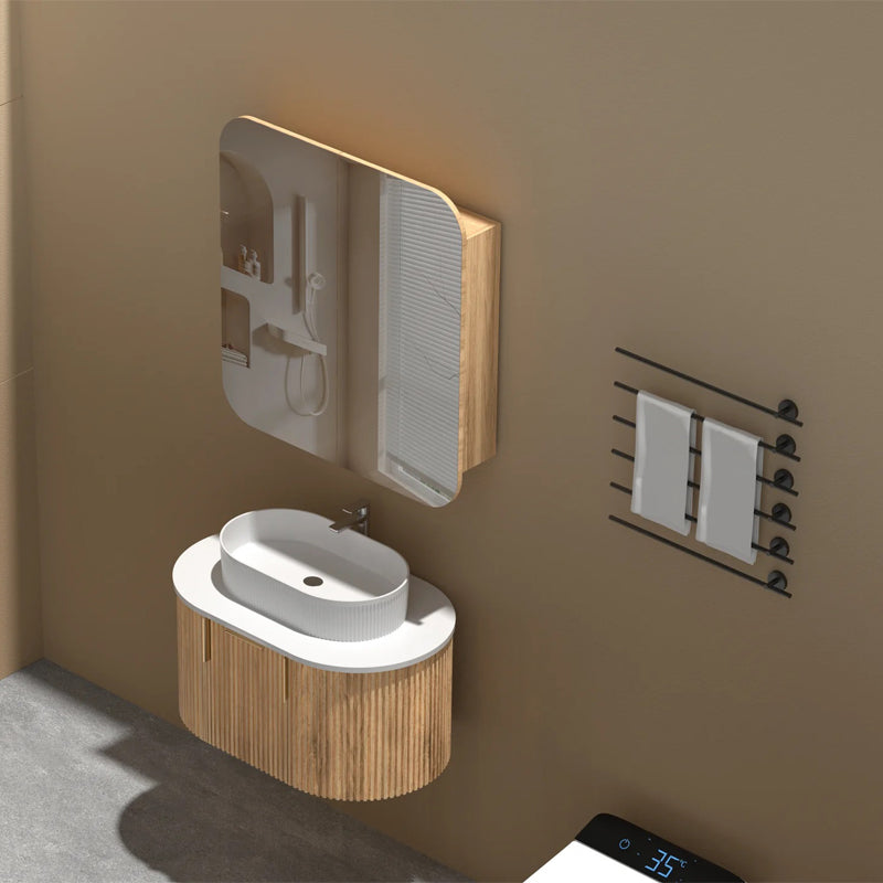 AQUAPERLA CARYSIL GRAND WALNUT SHAVING CABINET 750X800MM