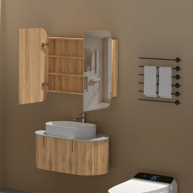 AQUAPERLA CARYSIL GRAND WALNUT SHAVING CABINET 900X800MM