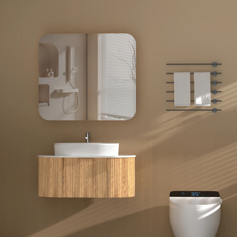 AQUAPERLA CARYSIL GRAND WALNUT SHAVING CABINET 900X800MM