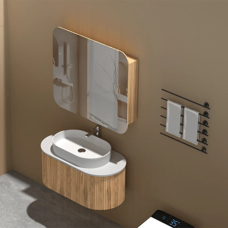 AQUAPERLA CARYSIL GRAND WALNUT SHAVING CABINET 900X800MM