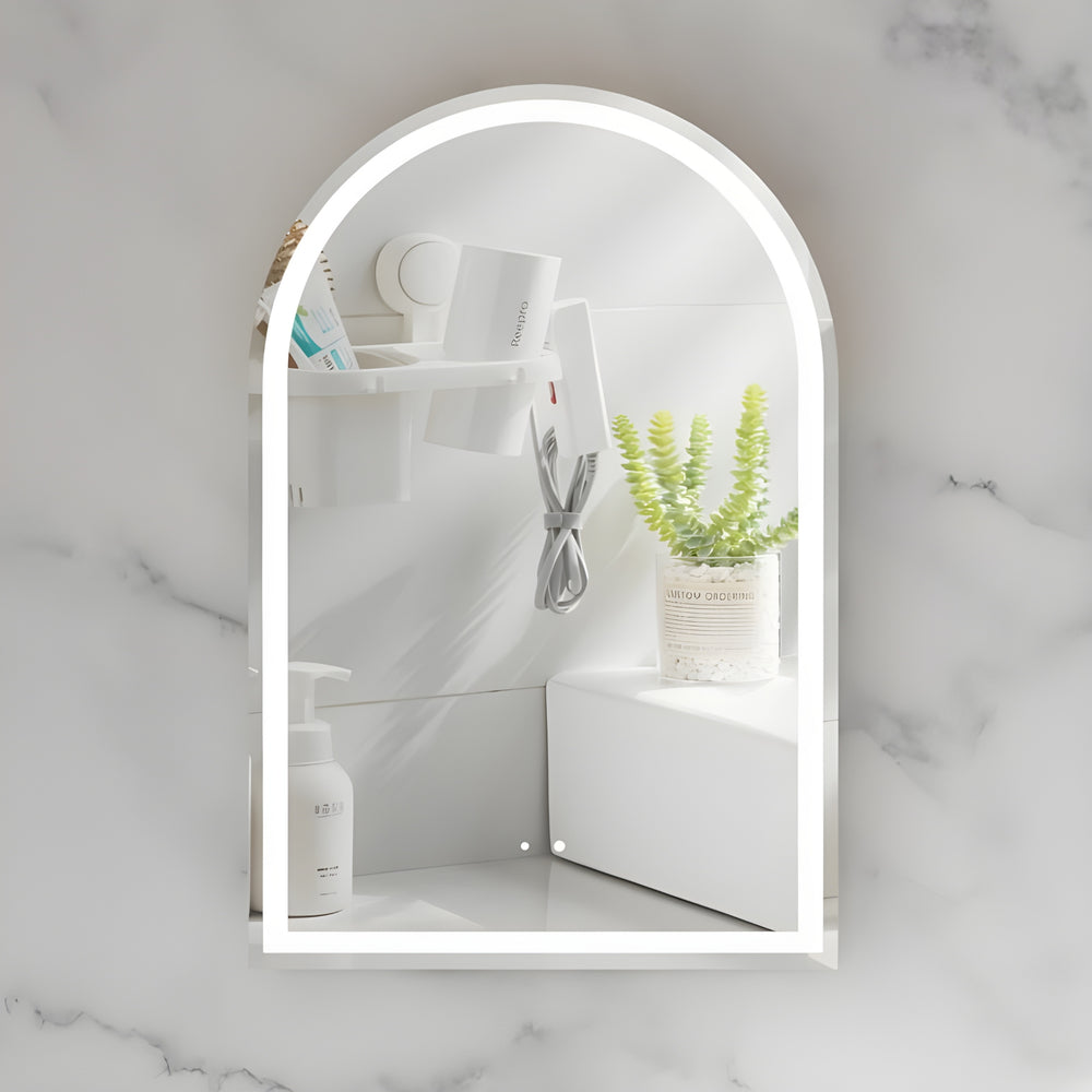 AQUAPERLA CARYSIL IMPERIAL MATTE WHITE ARCH LED SHAVING CABINET 600X900MM