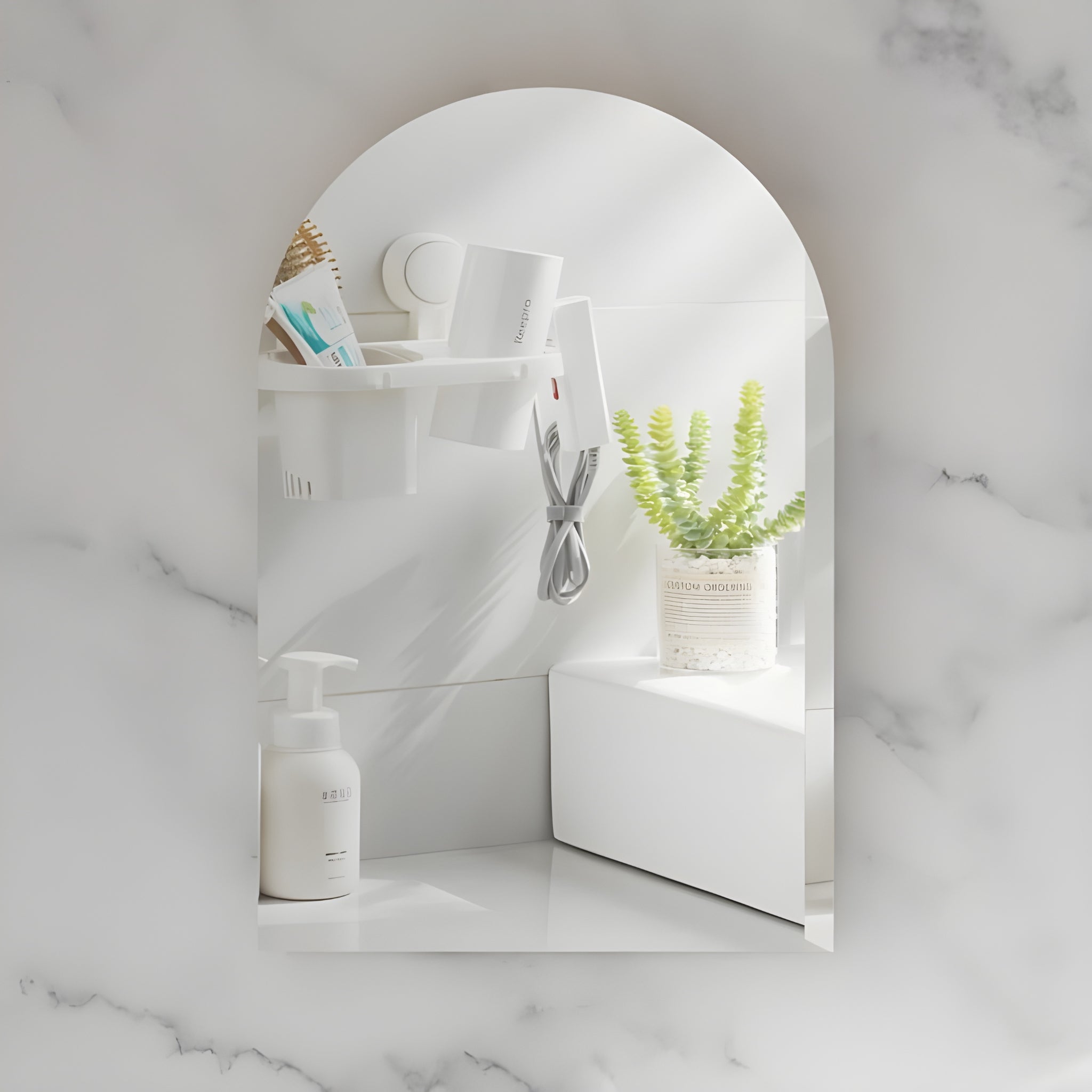 AQUAPERLA CARYSIL IMPERIAL MATTE WHITE ARCH SHAVING CABINET 600X900MM