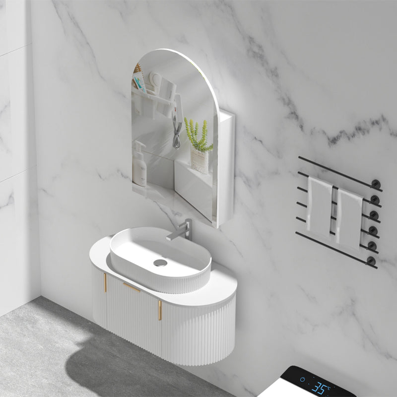AQUAPERLA CARYSIL IMPERIAL MATTE WHITE ARCH SHAVING CABINET 600X900MM
