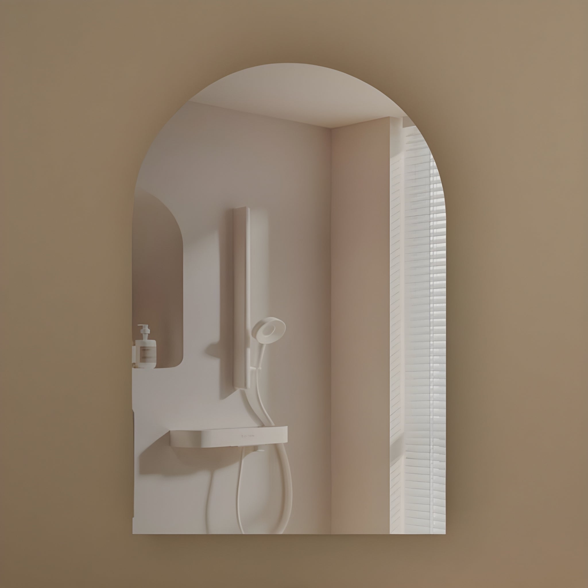 AQUAPERLA CARYSIL IMPERIAL WALNUT ARCH SHAVING CABINET 600X900MM