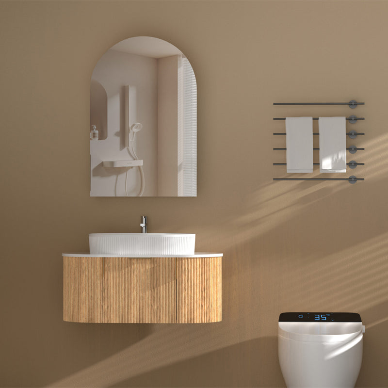 AQUAPERLA CARYSIL IMPERIAL WALNUT ARCH SHAVING CABINET 600X900MM