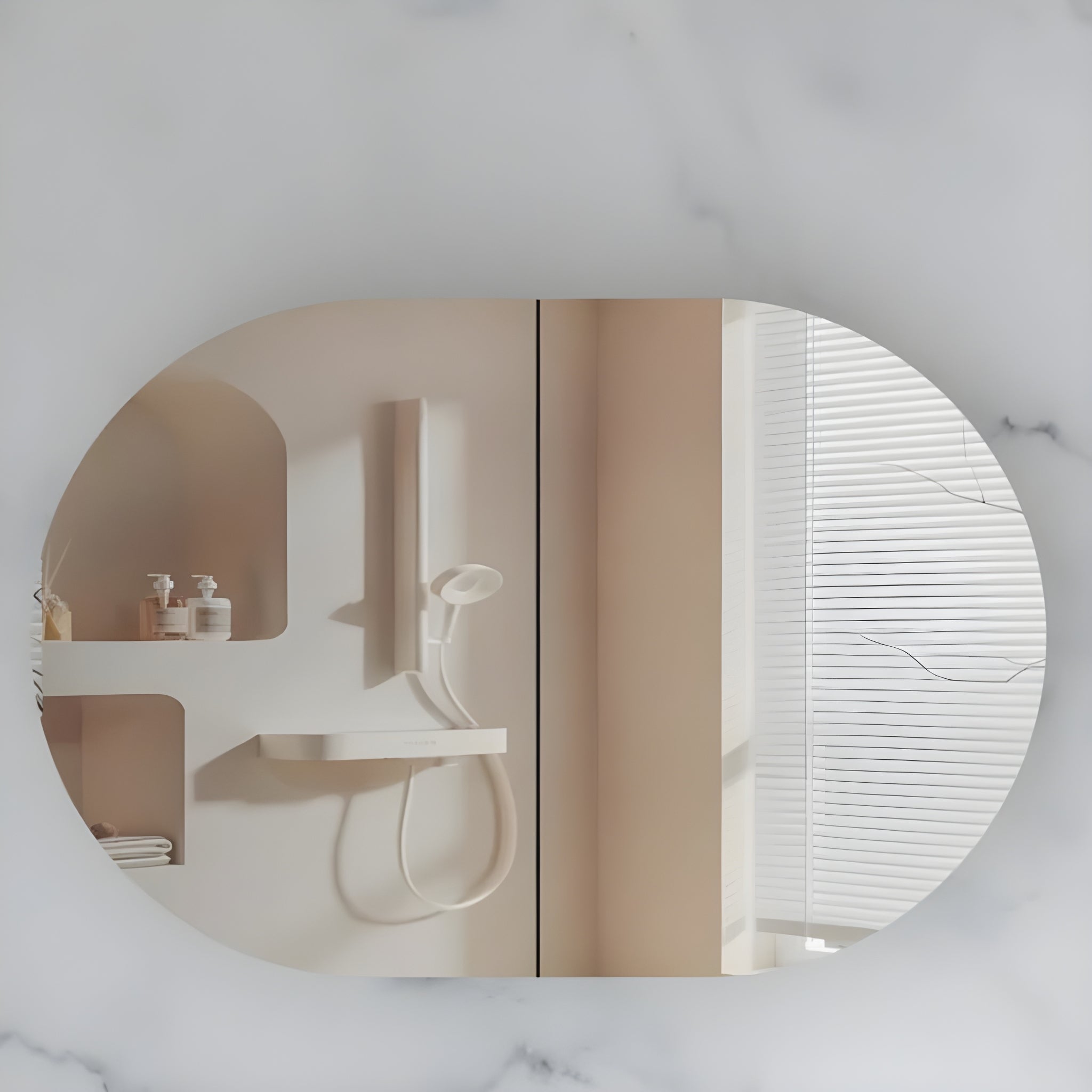 AQUAPERLA CARYSIL MYSTIC MATTE WHITE OVAL SHAVING CABINET 900X600MM