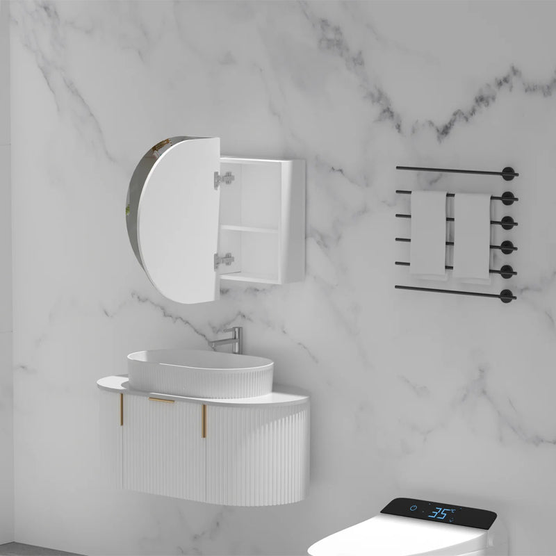 AQUAPERLA CARYSIL MYSTIC MATTE WHITE OVAL SHAVING CABINET 900X600MM