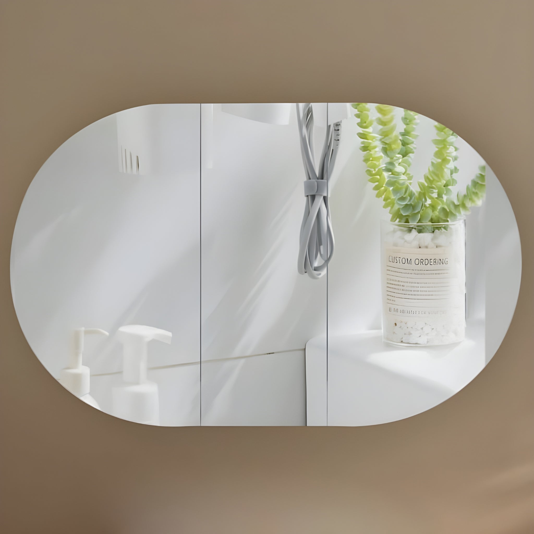 AQUAPERLA CARYSIL MYSTIC WALNUT OVAL SHAVING CABINET 1200X750MM