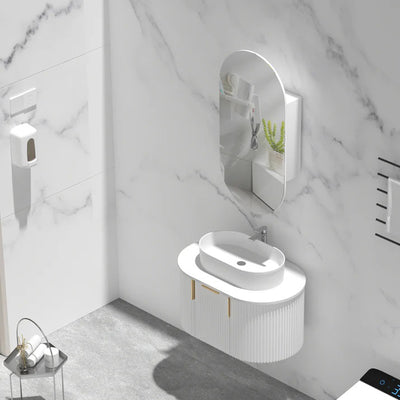 AQUAPERLA CARYSIL NOBLE MATTE WHITE OVAL SHAVING CABINET 450X900MM