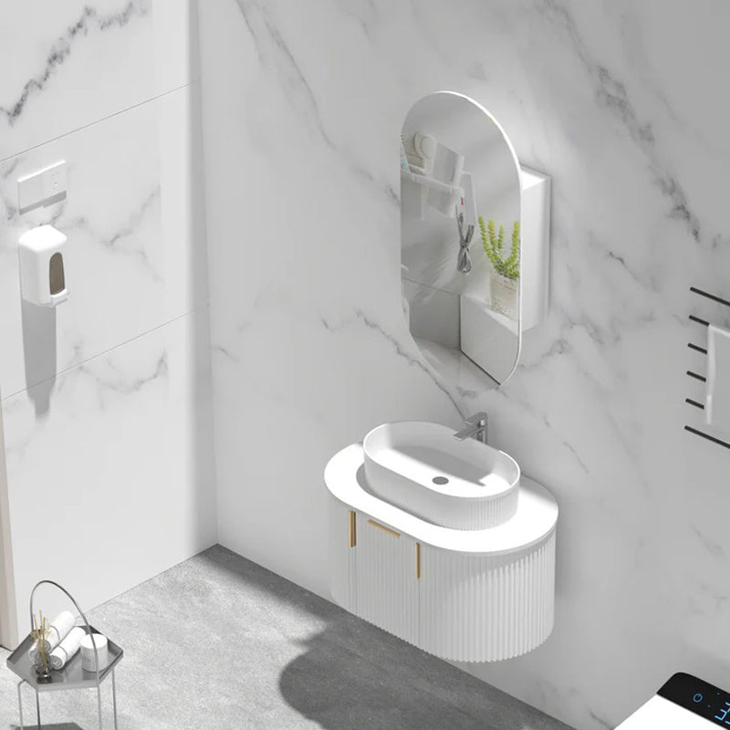 AQUAPERLA CARYSIL NOBLE MATTE WHITE OVAL SHAVING CABINET 450X900MM