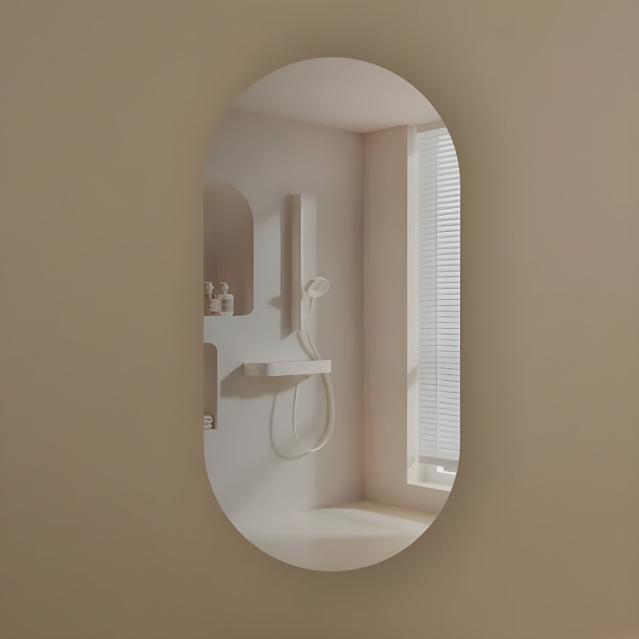 AQUAPERLA CARYSIL NOBLE WALNUT OVAL SHAVING CABINET 450X900MM