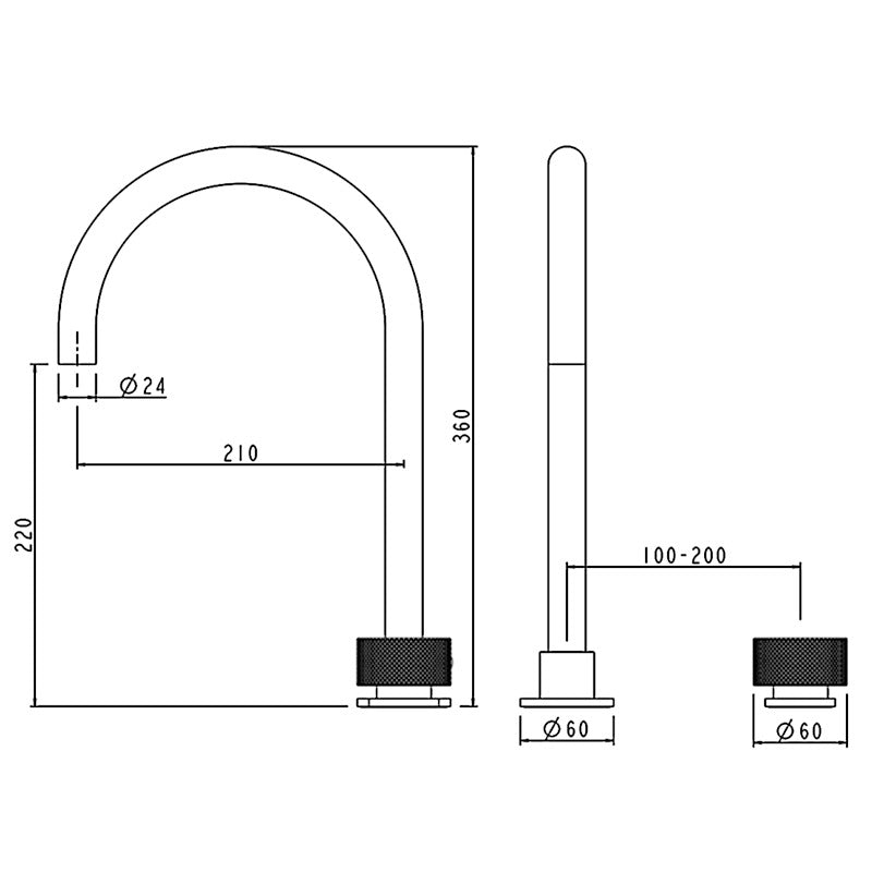 NORICO MOON SWIVEL BASIN MIXER 360MM BRUSHED BRASS