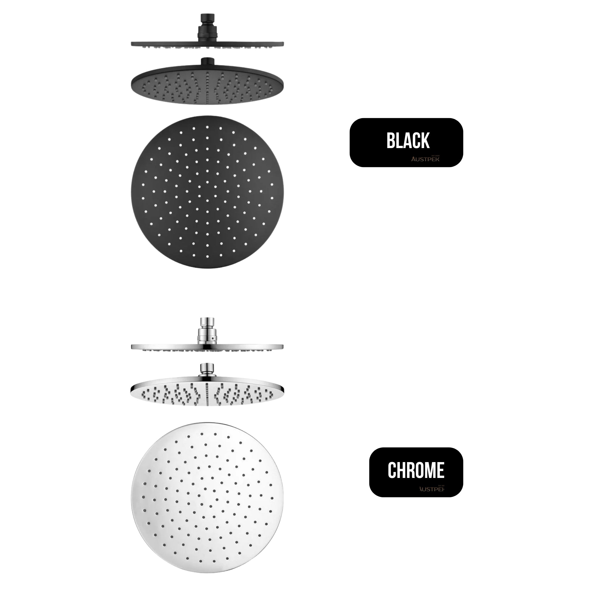 AQUAPERLA ROUND SHOWER HEAD 250MM CHROME