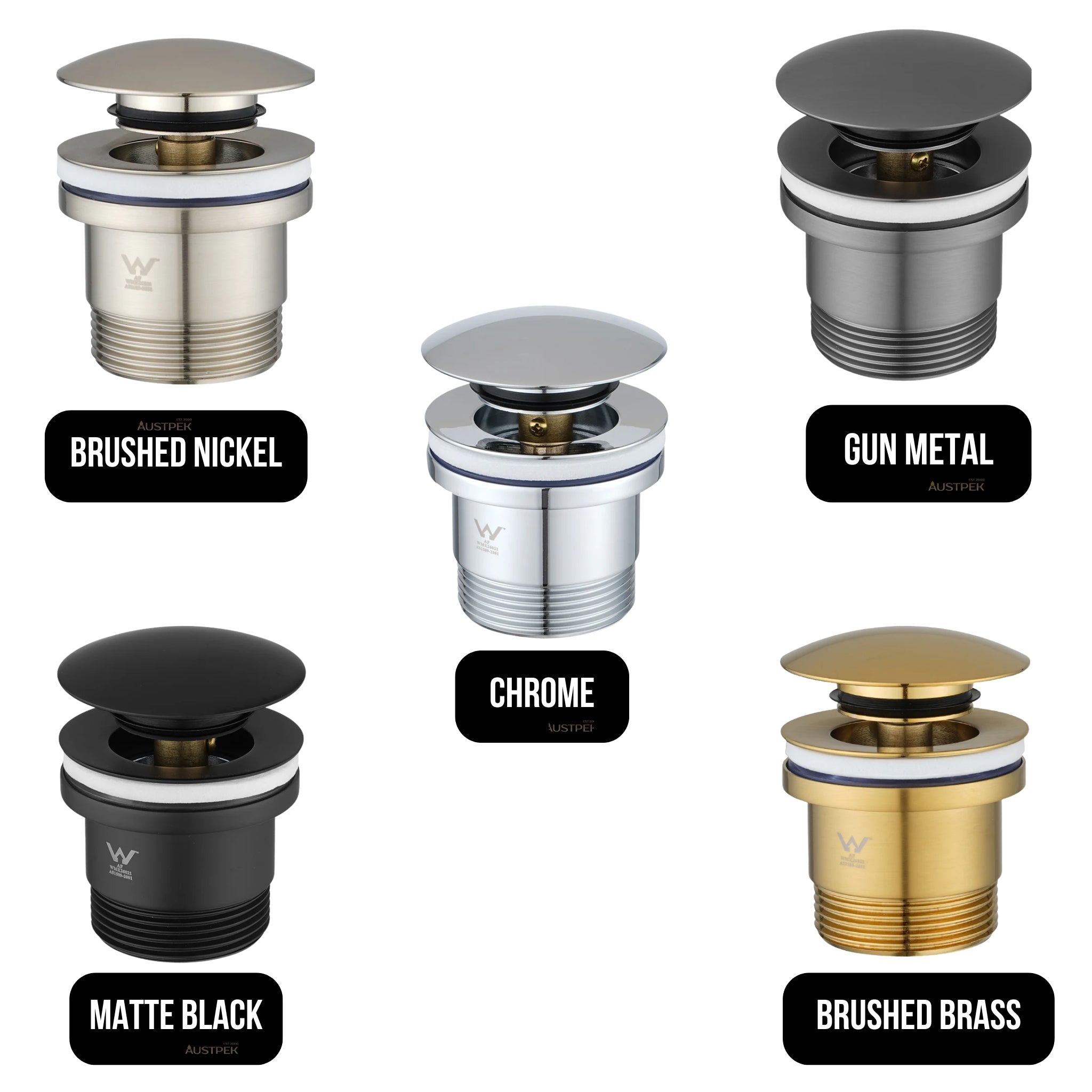 AQUAPERLA UNIVERSAL POP UP WASTE GUN METAL