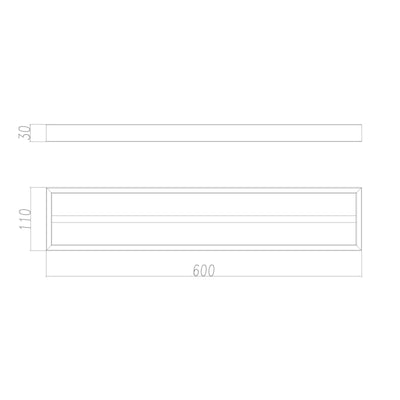 AQUAPERLA CAVALLO SQUARE DOUBLE TOWEL RAIL 600MM MATTE BLACK