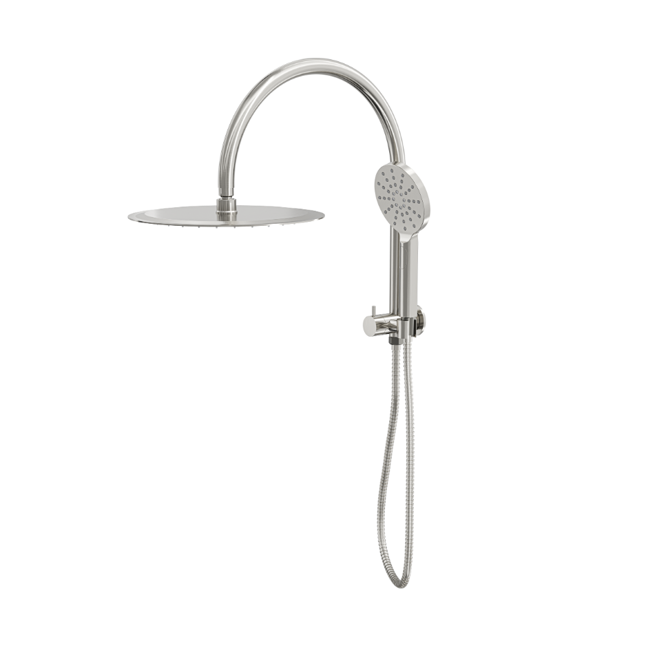 LINSOL ARCHIE SHORT SHOWER COMBINATION WITH MULTIFUNCTION HANDPIECE WITH 300MM ROUND HEAD BRUSHED NICKEL