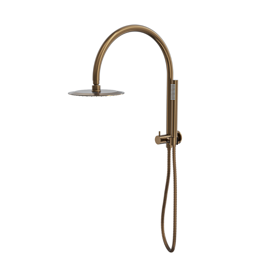 LINSOL ARCHIE SHORT SHOWER COMBINATION WITH SLIM HANDPIECE WITH 200MM ROUND HEAD AGED BRONZE