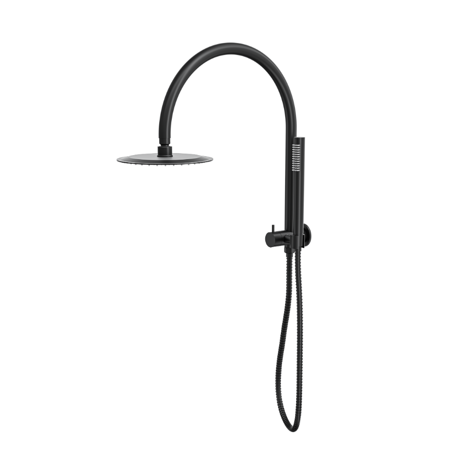 LINSOL ARCHIE SHORT SHOWER COMBINATION WITH SLIM HANDPIECE WITH 200MM ROUND HEAD MATTE BLACK
