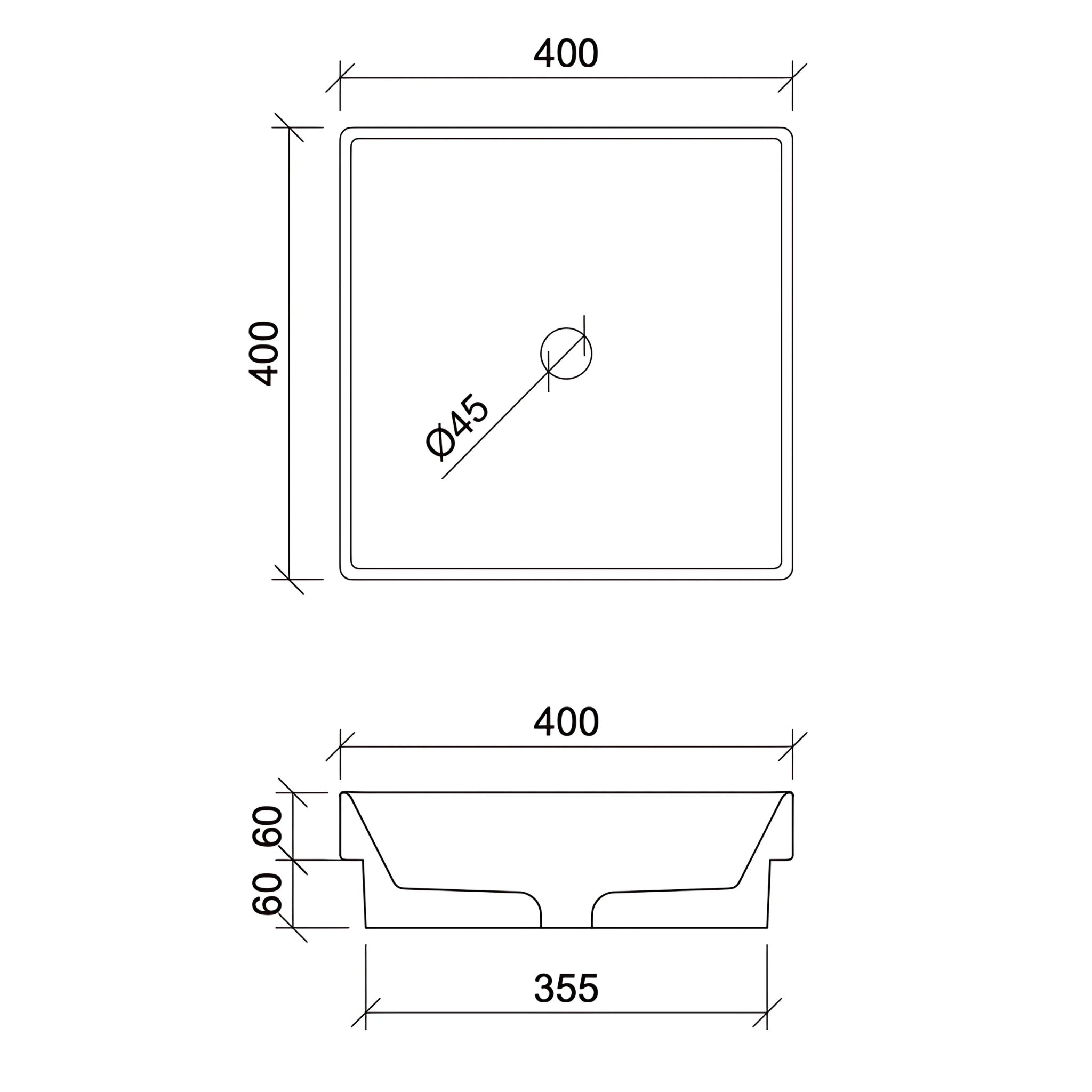 TIMBERLINE ARCADE INSET BASIN GLOSS WHITE 400MM