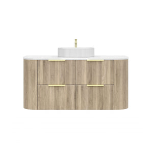 VITO ARDEN-D CLASSIC OAK 1200MM FLUTED CURVED SINGLE BOWL WALL HUNG VANITY