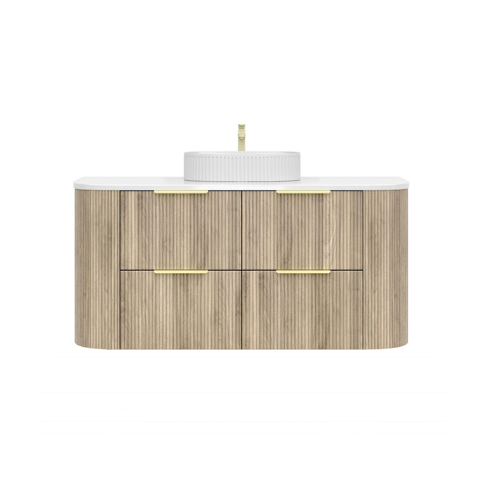 VITO ARDEN-D CLASSIC OAK 1200MM FLUTED CURVED SINGLE BOWL WALL HUNG VANITY