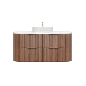 VITO ARDEN-D PRIME OAK 1200MM FLUTED CURVED SINGLE BOWL WALL HUNG VANITY