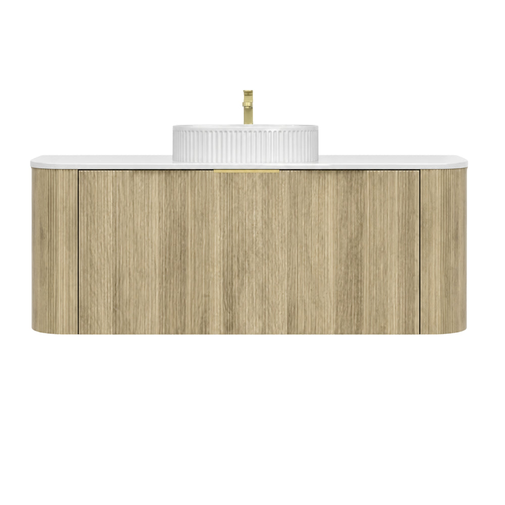 VITO ARDEN-S CLASSIC OAK 1200MM FLUTED CURVED SINGLE BOWL WALL HUNG VANITY