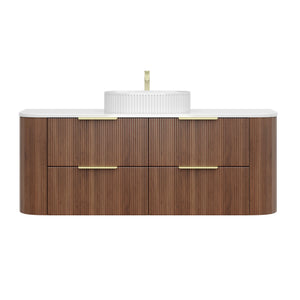 VITO ARDEN-D PRIME OAK 1500MM FLUTED CURVED SINGLE BOWL WALL HUNG VANITY