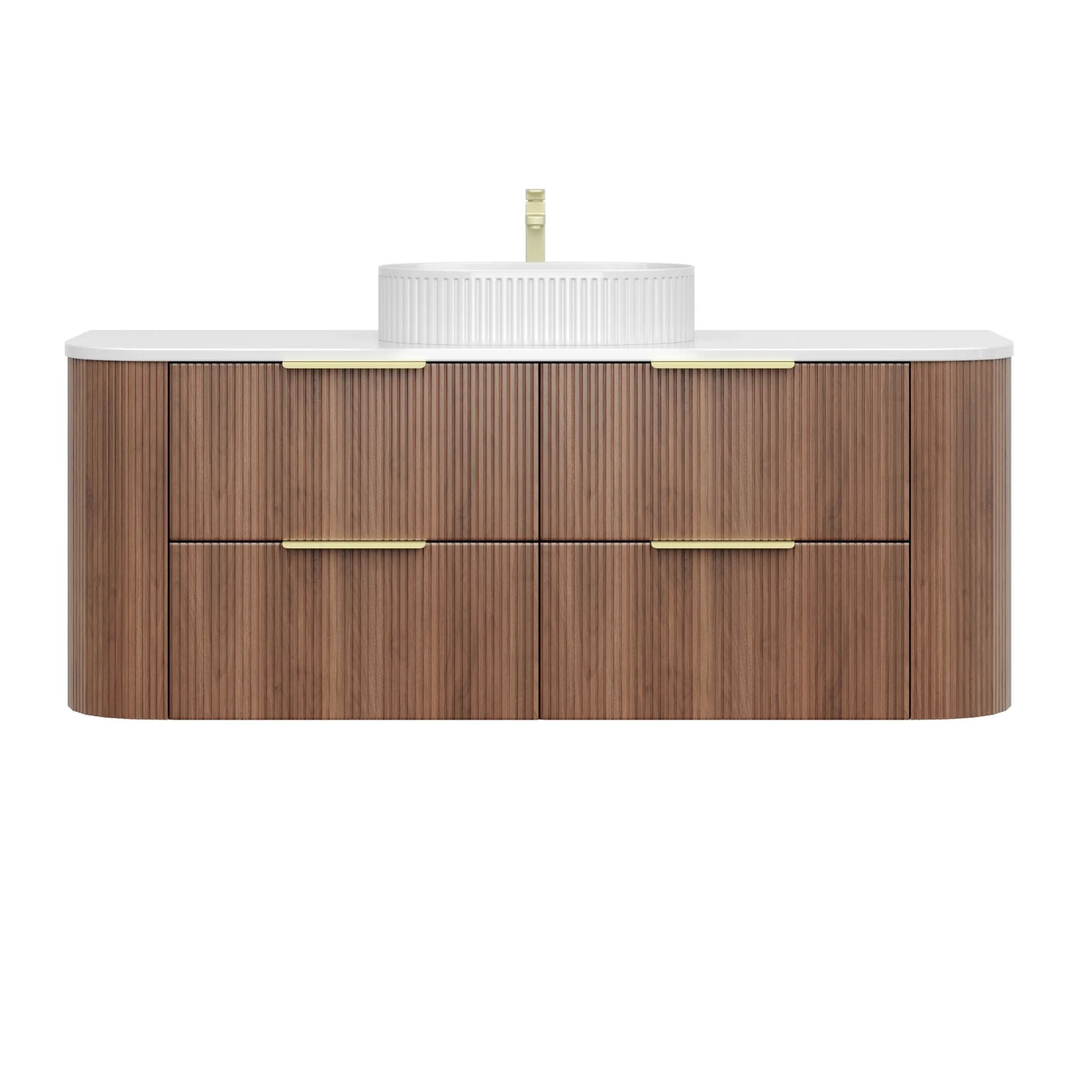 VITO ARDEN-D PRIME OAK 1500MM FLUTED CURVED SINGLE BOWL WALL HUNG VANITY