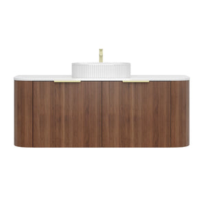 VITO ARDEN-S PRIME OAK 1500MM FLUTED CURVED SINGLE BOWL WALL HUNG VANITY