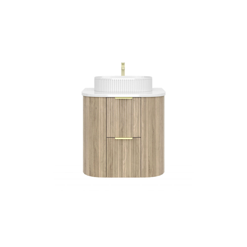 VITO ARDEN-D CLASSIC OAK 600MM FLUTED CURVED SINGLE BOWL WALL HUNG VANITY