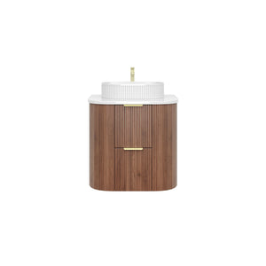 VITO ARDEN-D PRIME OAK 600MM FLUTED CURVED SINGLE BOWL WALL HUNG VANITY