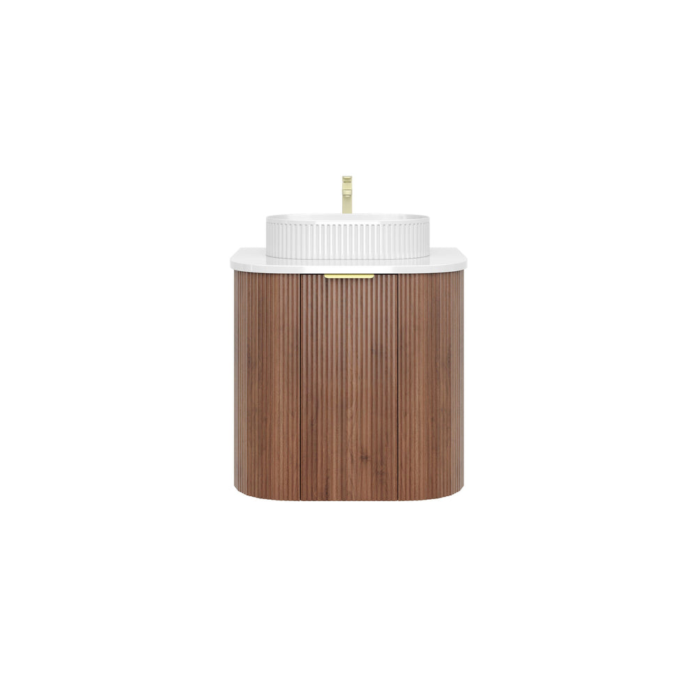 VITO ARDEN-S PRIME OAK 600MM FLUTED CURVED SINGLE BOWL WALL HUNG VANITY