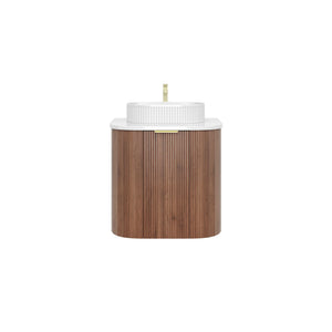 VITO ARDEN-S PRIME OAK 600MM FLUTED CURVED SINGLE BOWL WALL HUNG VANITY