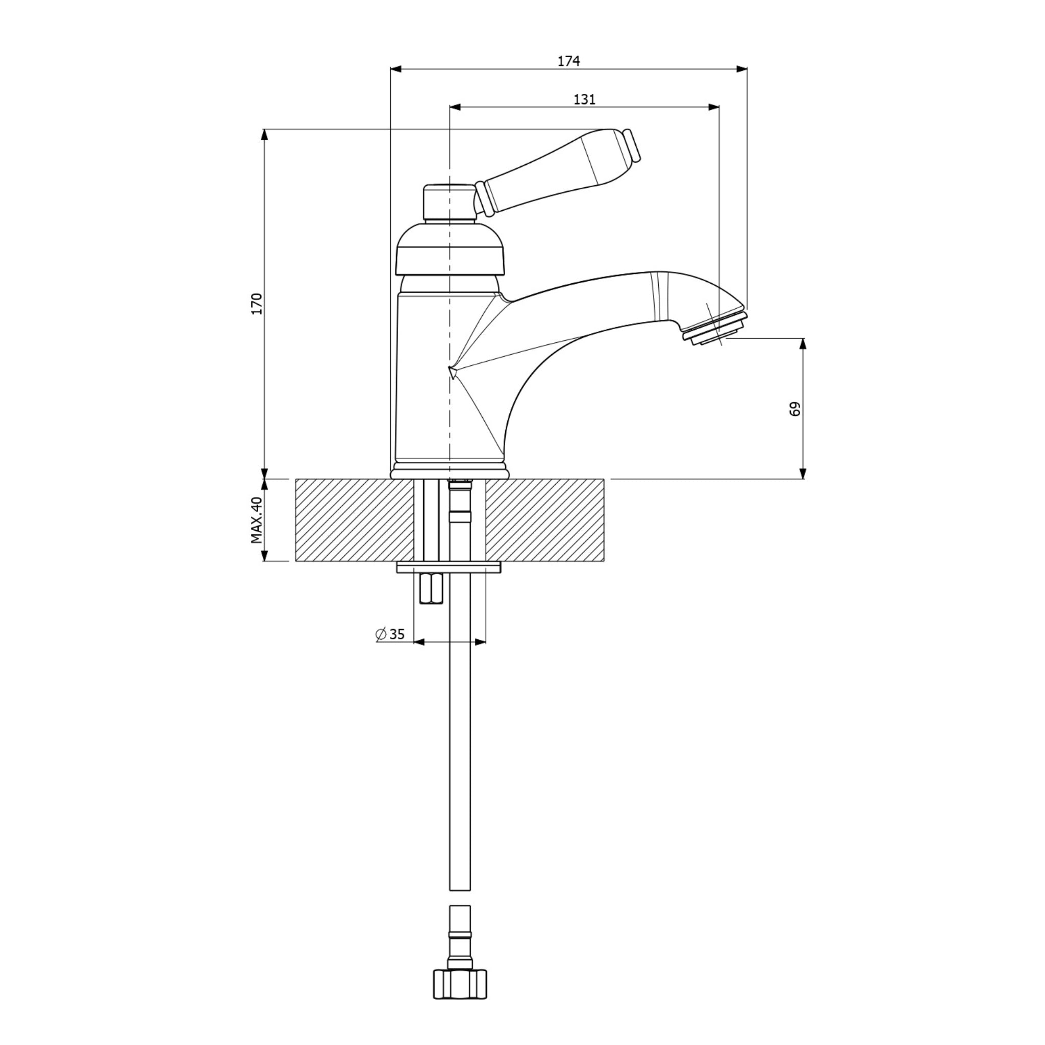 ARMANDO VICARIO PROVINCIAL BASIN MIXER 170MM BRONZE