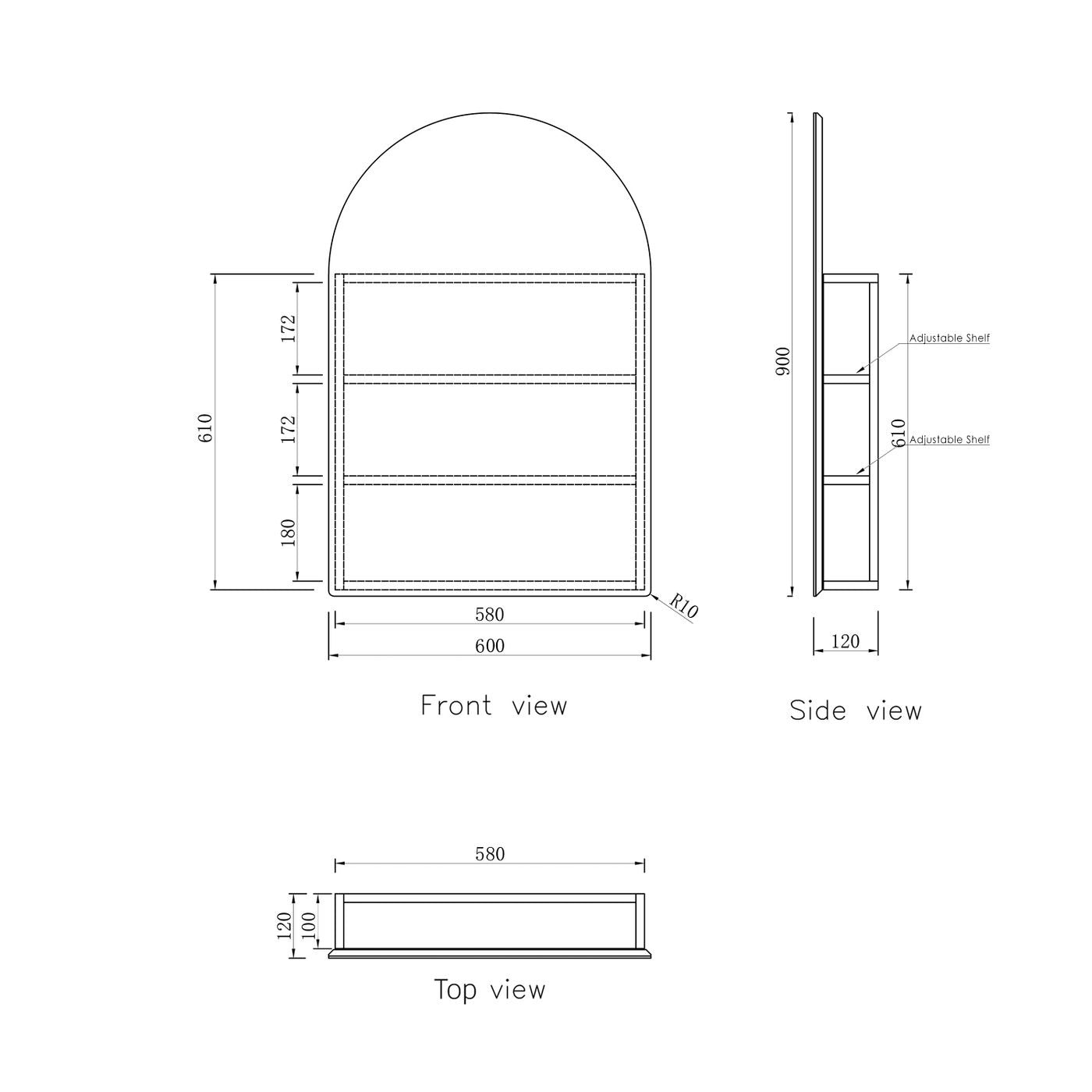 OTTI ARCHIE MATTE WHITE SHAVING CABINET 600X900MM