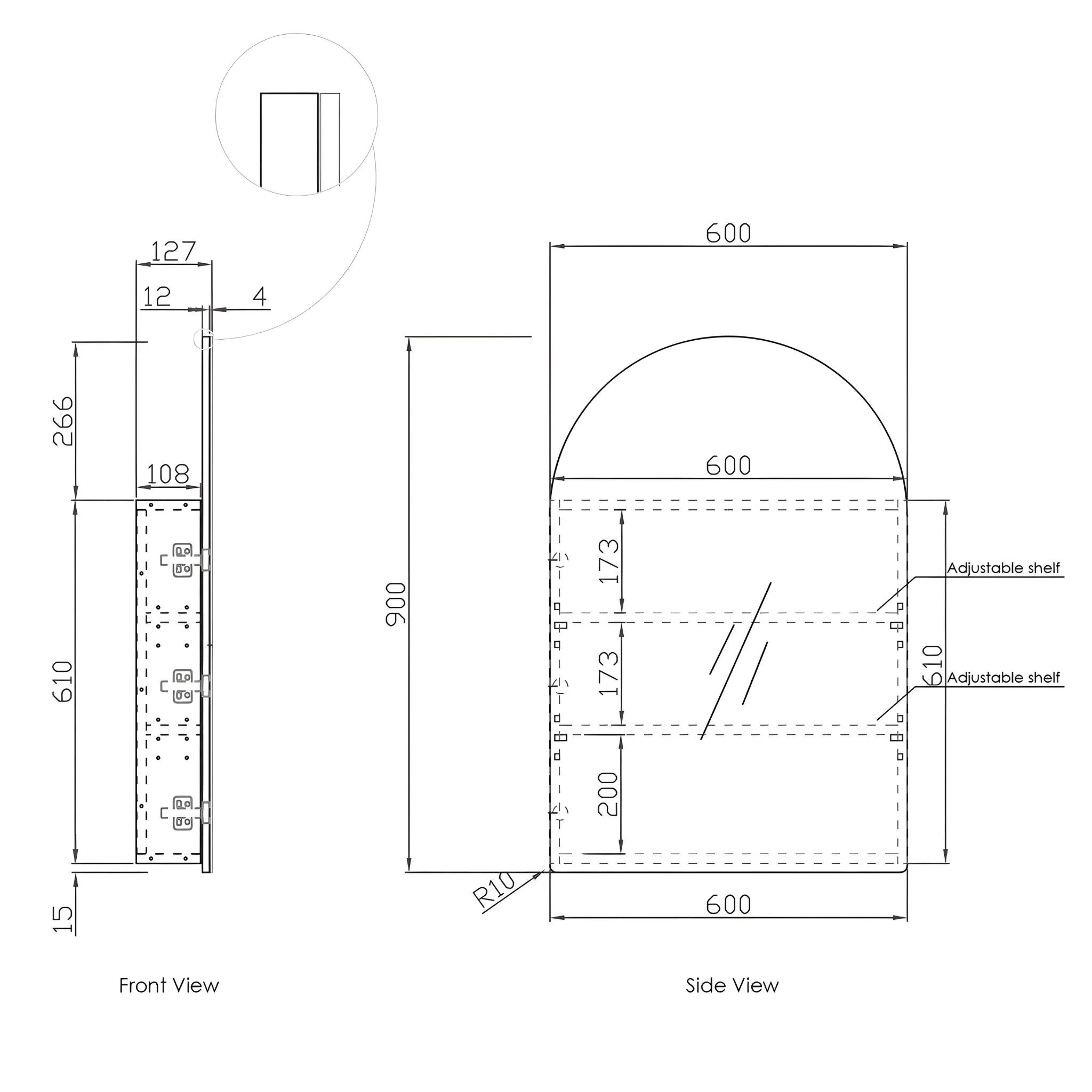 OTTI ARCHIE MATTE WHITE SHAVING CABINET 600X900MM