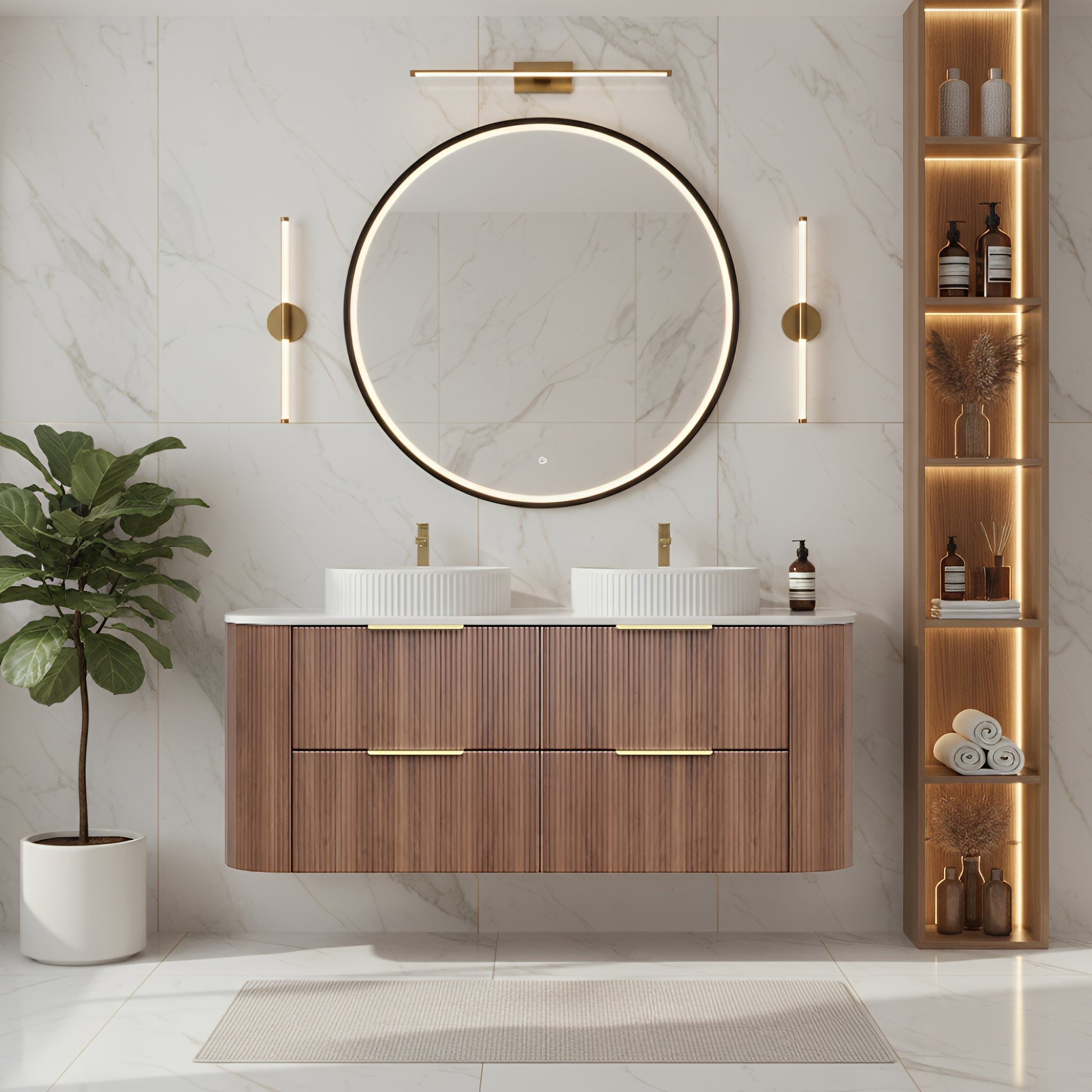 CETO ARTIS PRIME OAK 1500MM DOUBLE BOWL WALL HUNG VANITY